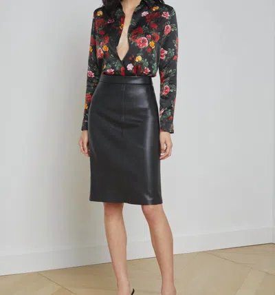 Shop L Agence Rosa Pencil Leather Skirt In Black