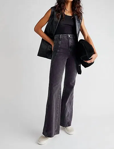 Shop Free People Florence Flare Jeans In Black Coal In Multi
