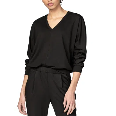 Shop Lilla P V-neckline Dolman Long Sleeve Top In Black