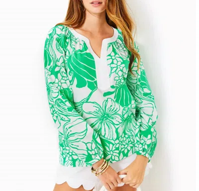 Shop Lilly Pulitzer Camryn Tunic In Spearmint Oversized Kiss My Tulips Selected In Multi