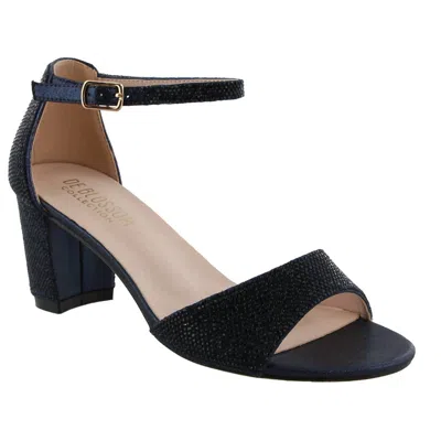 Blossom Footwear Shimmer Low Block Heel In Navy In Blue