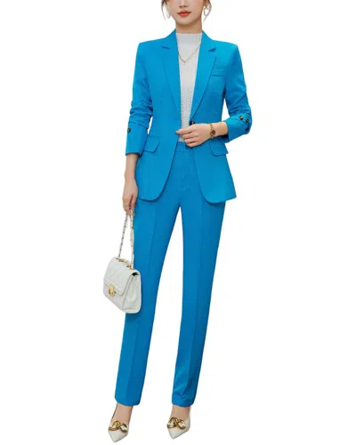 Shop Bossy Chic 2pc Blazer & Pant Set In Blue