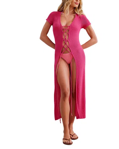 Shop Vix Solid Hannah Midi Dress In Pink
