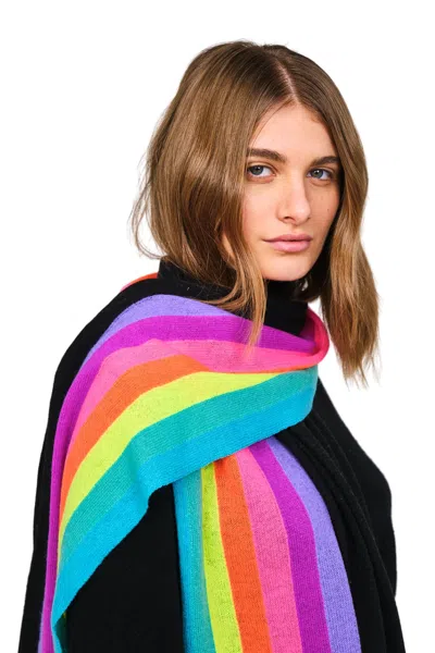 Shop Brodie Cashmere Stripe Evie Scarf In Black Neon In Multi