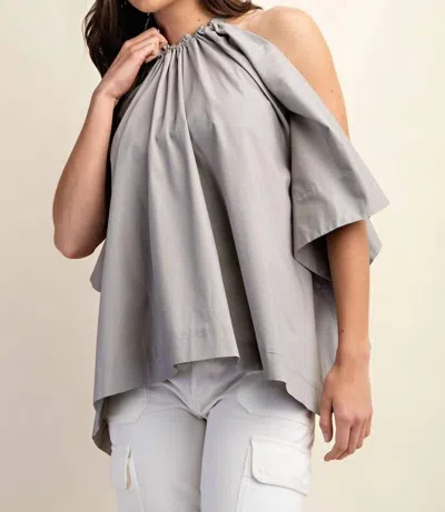 Shop Gigio Bow Back Sleeveless Blouse Top In Light Grey