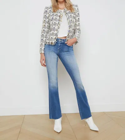 Shop L Agence Angelina Tweed Jacket In Ivory Multi In Beige