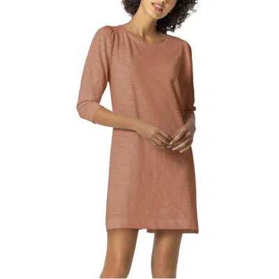Shop Lilla P Puff Sleeve Dress In Carob In Brown