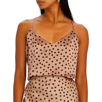 Shop L Agence Kylee Camisole Tank Top In Beige/chocolate Dotted Print In Multi