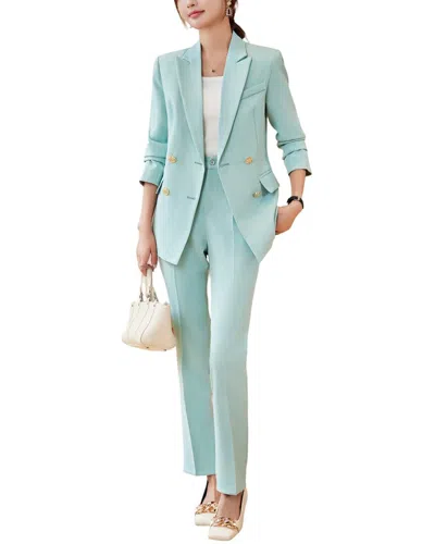 Shop Bossy Chic 2pc Blazer & Pant Set In Green