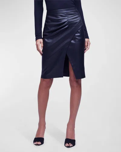 Shop L Agence Maude Pencil Skirt With Pleats In Black In Blue