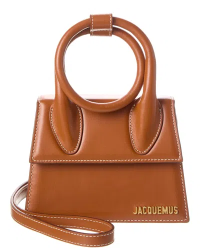 Shop Jacquemus Le Chiquito Noeud Leather Shoulder Bag In Brown