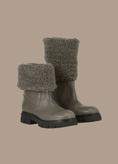 Shop Summum Teddy Boots In Clay In Grey