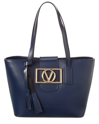 Shop Valentino By Mario Valentino Delphine Leather Tote In Blue