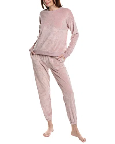 Shop Dkny 2pc Top & Jogger Lounge Set In Pink