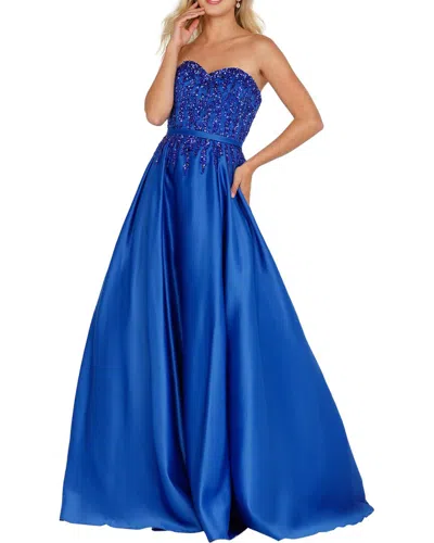 Shop Terani Embellished Bodice Dress In Blue