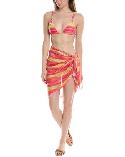 Shop Vera Dolini 3pc Swimsuit & Pareo Set In Red
