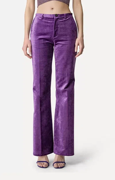 Shop Forte Forte Cotton Velvet & Viscose Palazzo Pants In Violet In Purple