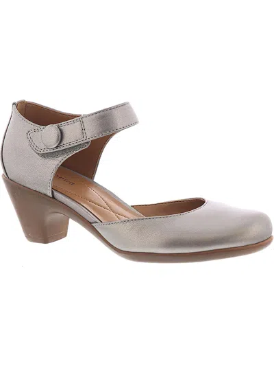 Shop Easy Spirit Clarice Womens Cushioned Footbed Block Heel Mary Jane Heels In Silver