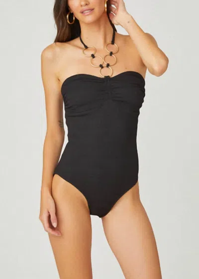 Shop Shoshanna Ring Cinched One Piece Texture Swim In Jet Geo In Multi