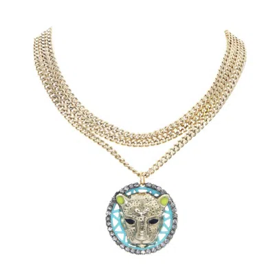 Shop Tova Antique Plated Jagg Chain In Turquoise In Blue