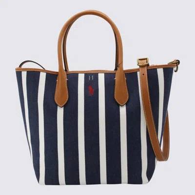 Shop Polo Ralph Lauren Blue And White Cotton Tote Bag In Newport Navy/white