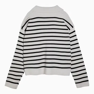 Shop Ami Alexandre Mattiussi Ami Paris Chalk White/black Striped Sweater In Wool And Cotton Women In Multicolor