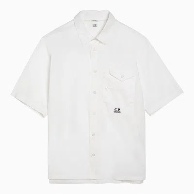 Shop C.p. Company White Short-sleeved Cotton Shirt Men
