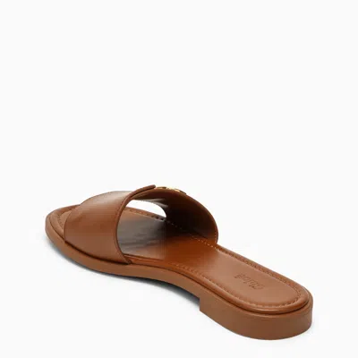 Shop Chloé Chloe Marcie Caramel-coloured Flat Leather Sandals Women In Brown