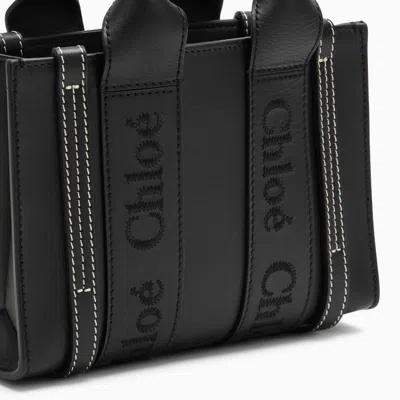 Shop Chloé Chloe Woody Mini Black Leather Bag Women