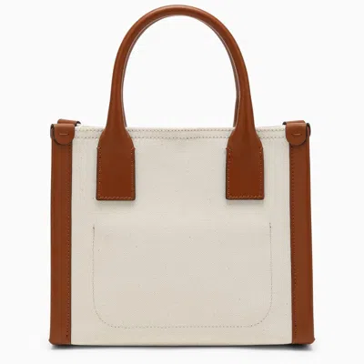 Shop Christian Louboutin Mini Tote Bag By My Side Natural-coloured In Cotton And Calf Leather Women In White