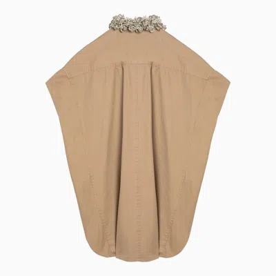 Shop Dries Van Noten Beige Cotton Shirt With Beading Detail Women In Cream