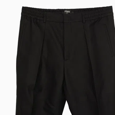Shop Fendi Black Cotton-blend Trousers Men
