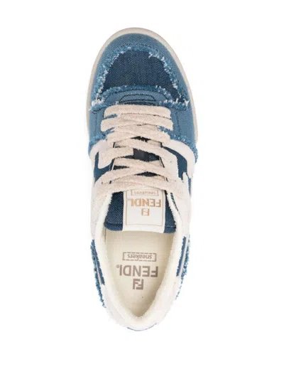 Shop Fendi Women  Match Denim Sneakers In Blue