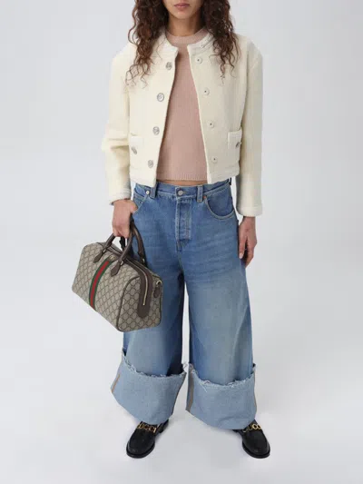 Shop Gucci Handbag Woman Beige Woman In Cream