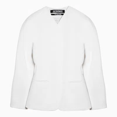 Shop Jacquemus Ovalo Single-breasted White Jacket Women