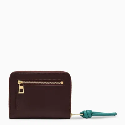 Shop Loewe Knot Compact Zipped Wallet In Burgundy Leather Women In Red