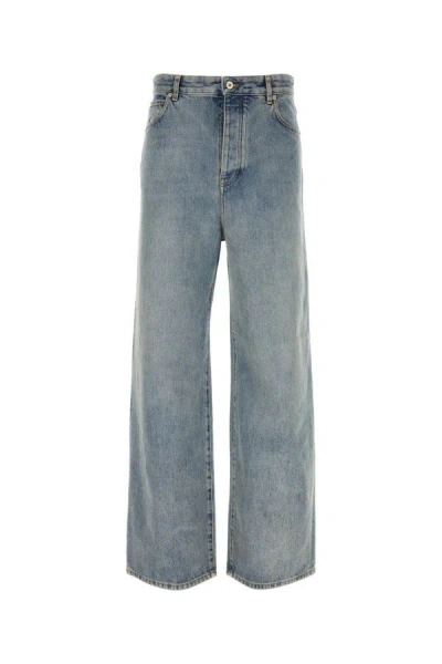 Shop Loewe Man Denim Wide-leg Jeans In Blue