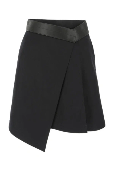 Shop Loewe Woman Black Cotton Blend Mini Skirt