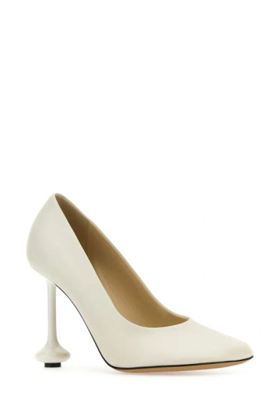 Shop Loewe Woman Ivory Leather Toy Pumps In White