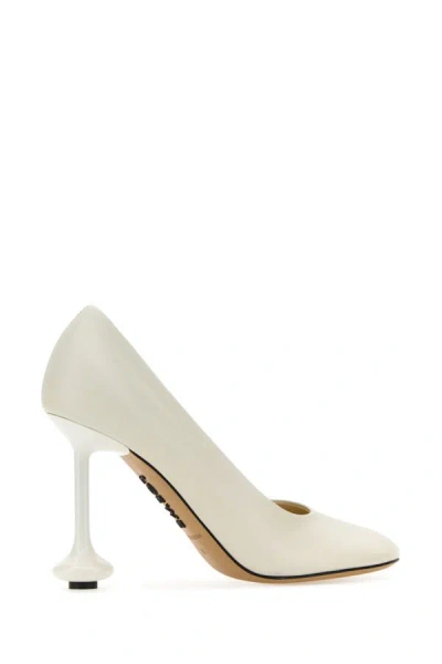 Shop Loewe Woman Ivory Leather Toy Pumps In White