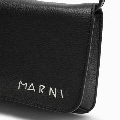 Shop Marni Black Leather Shoulder Bag With Logo Men