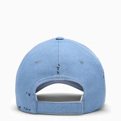 Shop Marni Light Blue Cotton Baseball Cap With Logo Men