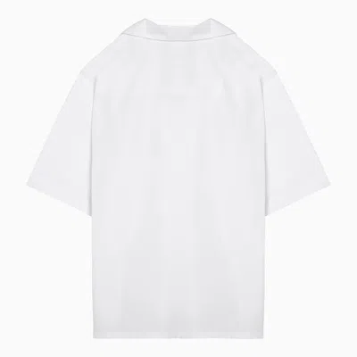 Shop Marni White Cotton Bowling Shirt With Flower Applique Men
