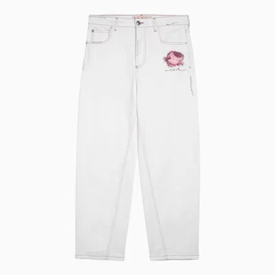 Shop Marni White Jeans With Logo Application Women