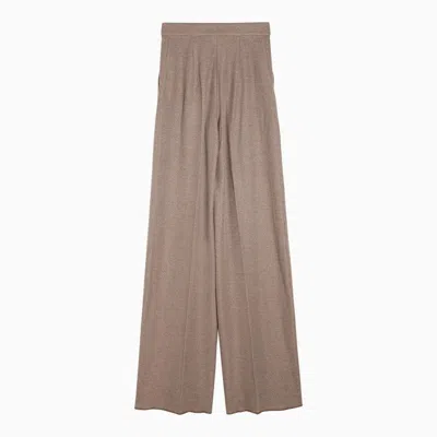 Max Mara Clay-coloured Cotton Palazzo Pants Women In White