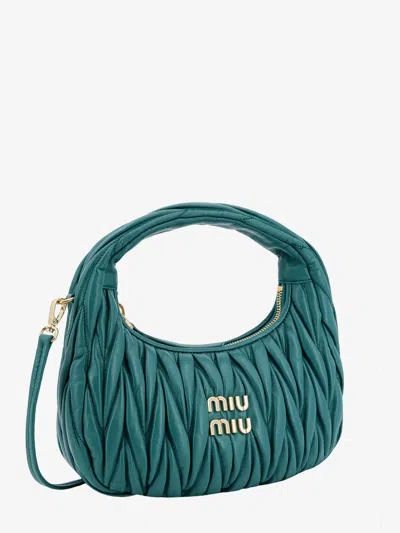 Shop Miu Miu Woman Wander Woman Green Handbags