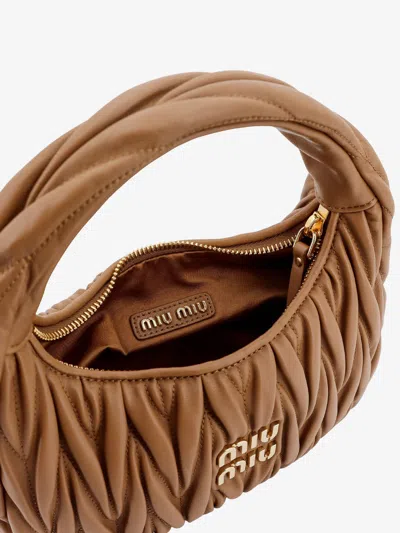 Shop Miu Miu Woman Wander Woman Brown Handbags