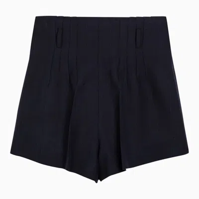 Shop Prada Navy Blue Wool Shorts Women