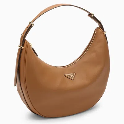 Shop Prada Arqué Caramel Large Leather Shoulder Bag Women In Orange