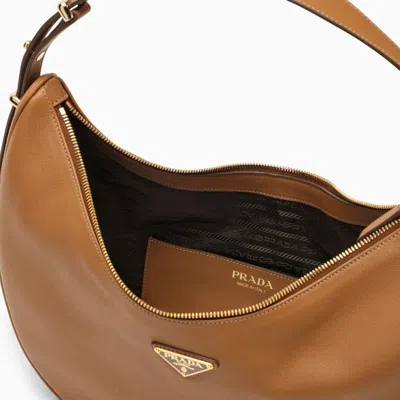 Shop Prada Arqué Caramel Large Leather Shoulder Bag Women In Orange